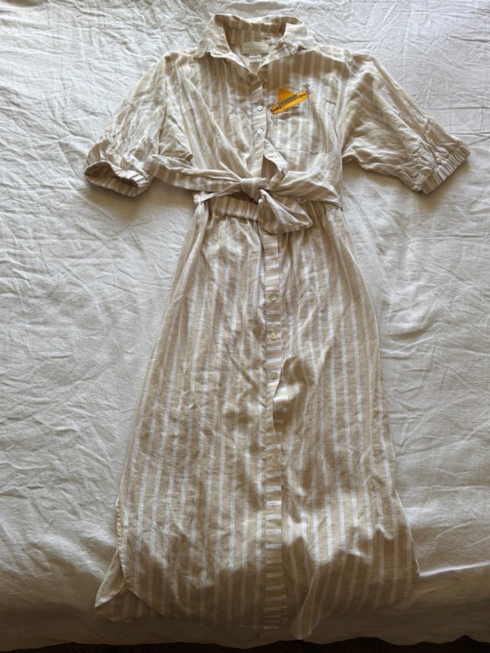 Corey Lynn Calter Tie Front Striped Midi Shirt Dress Women’s XS